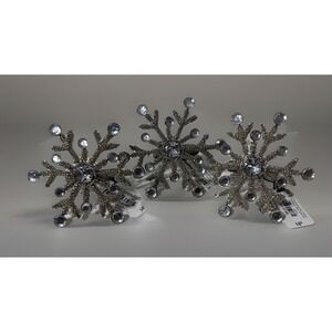 Snowflake Shape Beaded Napkin Rings Christmas Holiday Decor LOT Of 3 w/New Tags